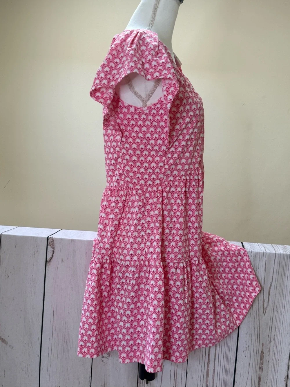 Vineyard Vines Pink Printed V-Neck Tiered Dress